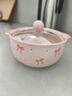 粉色蝴蝶結大號陶瓷泡面帶蓋螺螄粉碗面碗高顏值釉下彩好看少女心 【粉色】 蝴蝶結-泡面碗 泡面碗+蓋 【二件套】 曬單實(shí)拍圖
