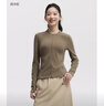 蕉下（beneunder）半拉鏈打底衫搖粒絨女士高彈半雙開(kāi)拉鏈高領(lǐng)保暖針織衫不扎膚 【中暖】韻木棕 M 曬單實(shí)拍圖