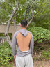 莫代爾三伏天曬背專(zhuān)用上衣男純棉吸汗透氣連帽長(cháng)袖t恤露背戶(hù)外曬太陽(yáng) 連帽款-冷煙灰 【7A+觸膚涼 L (適合115-135斤) 曬單實(shí)拍圖