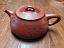 藏壺天下 宜興紫砂壺全手工茶壺國工朱倩冰刻繪滿(mǎn)瓢原礦大紅袍景舟石瓢壺 山水石瓢 280ml 曬單實(shí)拍圖