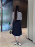Teenie Weenie小熊女裝春秋季新款氣質(zhì)學(xué)院風(fēng)中長(cháng)款半身裙百褶裙 藏青色 M 曬單實(shí)拍圖