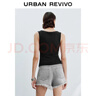UR秋季新款女裝簡(jiǎn)約休閑褶皺短款修身無(wú)袖背心UWM450121 黑色 S 曬單實(shí)拍圖