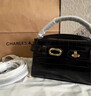 CHARLES&KEITH鱷魚(yú)紋凱莉包手提斜挎婚包包女包生日禮物CK2-50270880-1 Black黑色 S 曬單實(shí)拍圖