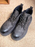 奧康馬丁靴男春季新款側拉鏈高幫防滑皮鞋男士厚底增高休閑工裝靴男 墨玉黑 41 曬單實(shí)拍圖