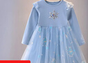 女童連衣裙2025春秋新款時(shí)尚女寶寶洋氣愛(ài)莎公主裙兒童網(wǎng)紗裙子潮 淺藍色 110 cm 曬單實(shí)拍圖