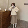 芙伊心Fuyixin2026春秋套裝女學(xué)生韓版寬松學(xué)院風(fēng)毛衣 百褶半身裙兩件套 米白色毛衣+半身裙 2038# M 建議95-110斤 曬單實(shí)拍圖