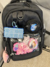 悠澤日系百搭大容量初中高中學(xué)生雙肩背包透明吧唧痛包娃包JK可愛(ài)書(shū)包 黑色（帶粉色星星） 曬單實(shí)拍圖