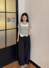 皮爾卡丹亞麻西裝褲女2026夏季薄款冰絲棉麻闊腿褲高腰顯瘦寬松直筒拖地褲 亞麻白常規 （身高156-165） S 【建議91-98斤】 曬單實(shí)拍圖