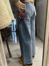 伊芙麗（eifini）朱珠代言四面彈寬腳口直筒九分四色顯瘦牛仔褲2026春季新款 淺藍 M 100-115斤 腰圍69.5 曬單實(shí)拍圖