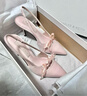 CHARLES&KEITH緞面蝴蝶結尖頭高跟涼鞋女生日禮物送女友CK1-60361556 Light Pink淺粉色 37 曬單實(shí)拍圖
