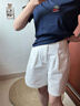 茵曼（INMAN）茵曼老錢(qián)風(fēng)松緊腰A字闊腿短褲26夏女裝新款高腰直筒褲子珍珠白26 曬單實(shí)拍圖