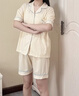 浪莎（LangSha）家居服薄款套裝2026年新款秋季天睡衣女士格子短袖短褲大碼可外穿 91248女. 不帶胸墊 L 女(建議體重100-120斤) 曬單實(shí)拍圖