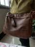 瑾安（JINAN）真皮女包斜挎包包牛皮軟皮百搭中年媽媽包女神節三層單肩包女士包 焦糖色大號 曬單實(shí)拍圖