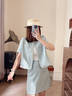 尚靜千金風(fēng)肌理套裝女2026夏季新款小香風(fēng)短袖開(kāi)衫女a(chǎn)字短裙兩件套裝 藍色 M 曬單實(shí)拍圖