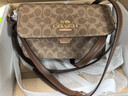 蔻馳（COACH）【品牌直供】女士BRYNN經(jīng)典標志單肩斜挎信封包棕黃色拼棕色CX798 曬單實(shí)拍圖