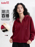 班尼路（Baleno）短款開(kāi)衫外套女2025秋季時(shí)尚潮流百搭風(fēng)寬松休閑拉鏈連帽衫衛衣女 曬單實(shí)拍圖