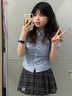 傲甜兩件套女夏季新款氣質(zhì)收腰顯瘦條紋襯衫高腰半身裙兩件套潮 上衣 S -98 曬單實(shí)拍圖