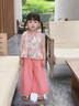 G.duck小黃鴨童裝女童夏裝套裝兒童衣服小女孩夏季碎花上衣防蚊褲兩件套 粉色 110 （建議身高100cm 4-5歲）cm 曬單實(shí)拍圖