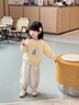 G.duck小黃鴨女童衛衣套裝春秋2026新款兒童衣服女孩春裝小熊寶寶休閑褲 黃色衛衣+碎花褲 90 90碼建議80-90cm1歲半-2歲 曬單實(shí)拍圖