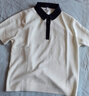 優(yōu)衣庫女裝棉莫代爾混紡POLO領(lǐng)拼色針織衫/短袖毛衣26新款485224 01 乳白色 2XL 曬單實(shí)拍圖