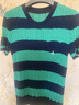 Navigare意大利小帆船抗菌女士T恤圓領(lǐng)上衣夏季休閑針織簡(jiǎn)約條紋體恤衫女 藍綠條紋 M 曬單實(shí)拍圖