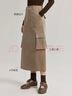 ELLE復古燈芯絨中長(cháng)款a字半身裙女2024冬新款工裝風(fēng)寬松顯瘦裙子 卡其綠 XL 曬單實(shí)拍圖