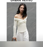 UR2026春季新款女裝一字領(lǐng)扭結褶皺修身長(cháng)袖T恤UWG450195 米白 L 曬單實(shí)拍圖