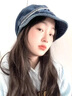 Charm Kendo牛仔貝雷帽子女夏季薄款透氣八角帽子日系復古畫(huà)家帽百搭遮陽(yáng)盆帽 深藍色 曬單實(shí)拍圖