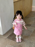 嘟嘟家女童連衣裙假兩件夏款女孩裙子卡通夏裝女寶公主裙洋氣背帶裙童裝 海石竹粉 90 曬單實(shí)拍圖