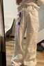 VOGUO RELAY 原創(chuàng  )輯明線(xiàn)輪廓白色牛仔褲情侶裝韓版寬松闊腿拖地褲 白色 M 曬單實(shí)拍圖