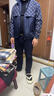 比音勒芬春秋季男士時(shí)尚菱格復古老花拼接連帽夾克柔軟休閑外套百搭 35深藍 L 曬單實(shí)拍圖