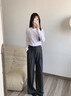 芮妍雅高級感灰色醋酸直筒褲女春季2026新款垂感拖地西裝褲九分褲闊腿褲 灰色 -長(cháng)褲【專(zhuān)柜柜貨】 常規 M /27 建議95-105斤 曬單實(shí)拍圖