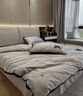 曼克頓（MANKEDUN）無(wú)印風(fēng)混搭床上四件套新款軟糯水洗棉條紋格子簡(jiǎn)約款床品套件床單 混搭灰條 四件套1.8 床單款 （被套200*230cm） 曬單實(shí)拍圖