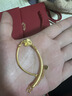 中國珠寶四葉草黃金手鐲女古法素圈足金半鐲手鏈520母親節禮物送女友老婆 足金四葉草手鐲+品牌禮盒 金重約4.6g 曬單實(shí)拍圖