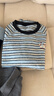 三彩2026春季新款圓領(lǐng)長(cháng)袖條紋T恤套頭上衣寬松顯瘦繡花休閑M 天空藍條紋 S 155/80A 曬單實(shí)拍圖
