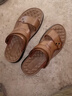 星頭啄木鳥(niǎo)【100%牛皮牛筋底】2025新款涼鞋男真皮男士防滑涼拖兩用沙灘鞋男 星頭啄木鳥(niǎo)5807新款棕色/N 41 曬單實(shí)拍圖