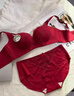 愛(ài)慕秋夏本命年馬紅色內衣小胸聚攏顯大女士結婚新娘內褲性感蕾絲文胸套裝 酒紅色套裝 75B 75/34B 曬單實(shí)拍圖