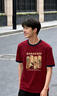 名創(chuàng  )優(yōu)品（MINISO）純棉t恤男夏季撞色寬松高級感2026新款青少年潮流短袖 酒紅 L 曬單實(shí)拍圖