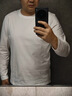 Mr.Bu布先生明星同款男士長(cháng)袖T恤春秋季小白T情侶內搭打底衫純色衣服 圓領(lǐng)-皓月白 M (170) 曬單實(shí)拍圖