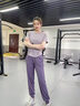陶芙（taofu）大碼運動(dòng)套裝女夏季新款胖MM寬松速干短袖戶(hù)外晨跑登山暴汗健身服 紫色短袖兩件套【紫褲】 M 曬單實(shí)拍圖