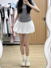 歐貝汐白色半身裙女花苞裙褲夏季高腰顯瘦a字小個(gè)子防走光蓬蓬百褶短裙 白色花苞裙 均碼 曬單實(shí)拍圖