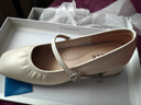 百麗浪漫千金優(yōu)雅瑪麗珍鞋女鞋2026新款休閑真皮單鞋JD019AQ6 米白 39 曬單實(shí)拍圖