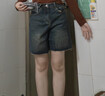UR秋季新款女裝復古街潮腰帶水洗毛須牛仔短褲UWV840213 藍色 28 曬單實(shí)拍圖