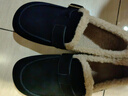 達芙妮平底毛毛鞋女軟底單鞋加絨勃肯鞋舒適棉鞋女3122607008 黑色 36  曬單實(shí)拍圖