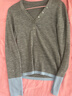 三彩【100綿羊毛】2025冬季新款修身針織衫V領(lǐng)打底衫簡(jiǎn)約套頭M 大象灰 S 155/80A 曬單實(shí)拍圖