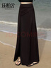 絲柏舍小眾設計開(kāi)衩A字長(cháng)裙女2026春裝新款時(shí)尚純色長(cháng)款半身裙 曬單實(shí)拍圖