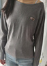 PSO Brand女裝【斜肩款】一字領(lǐng)刺繡露肩針織衫秋季寬松慵懶休閑毛衣 花灰色 HathaGrey XS 曬單實(shí)拍圖
