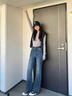 定原高端燙鉆微喇牛仔褲女春秋2026新款修身直筒褲亮閃閃九分喇叭褲子 復古藍-常規款 XL /29【推薦115-125斤】 曬單實(shí)拍圖