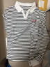 Halo Queen長(cháng)袖T恤女春秋POLO領(lǐng)字母刺繡條紋上衣寬松休閑上衣新品H143T2012 曬單實(shí)拍圖