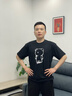 啄木鳥(niǎo)（TUCANO）純棉短袖t恤男夏季美式寬松休閑t恤男款青少年學(xué)生男士高端短袖衫 黑/月亮魚(yú)-黑/守望小熊 XL （重140-150斤高170-175） 曬單實(shí)拍圖